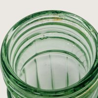Vintage Pair of Green Glass Flower Frog Vases with Wire Lids