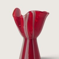 Vintage Red Pulled Feather Art Glass Bud Vase 