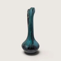 Vintage Blue Mountain Pottery Pitcher Vase Green Drip Glaze 12.5