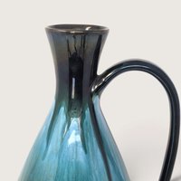 Vintage Blue Mountain Pottery Pitcher Vase Canada Green Drip Ewer 12.5