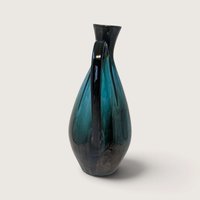 Vintage Blue Mountain Pottery Pitcher Vase Canada Green Drip Ewer 12.5
