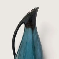 Vintage Blue Mountain Pottery Pitcher Vase Canada Sleek Green Drip Glaze Ewer