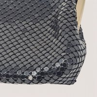 Vintage Whiting and Davis International Black Metal Mesh Clutch Kiss Lock Purse