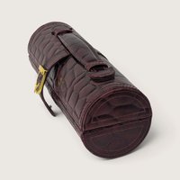 Vintage Burgundy Embossed Travel Jewelry Box Case