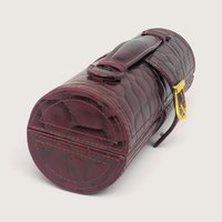 Vintage Burgundy Embossed Travel Jewelry Box Case