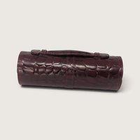 Vintage Burgundy Embossed Travel Jewelry Box Case