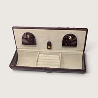Vintage Burgundy Embossed Travel Jewelry Box Case