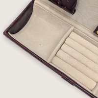 Vintage Burgundy Embossed Travel Jewelry Box Case