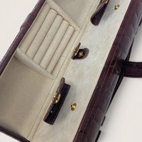 Vintage Burgundy Embossed Travel Jewelry Box Case
