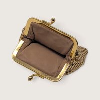 Vintage Whiting and Davis International Gold Metal Mesh Kiss Lock Coin Purse Wallet