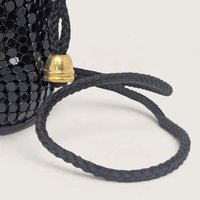 Vintage Black Metal Mesh Drawstring Pouch Bag 