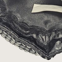 Vintage Black Metal Mesh Drawstring Pouch Bag 