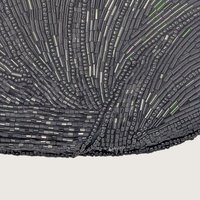 Vintage Black Beaded Clamshell Bag Scallop Evening Clutch