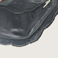 Vintage Black Beaded Clamshell Bag Scallop Evening Clutch