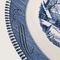 Vintage Currier and Ives Old Inn Winter Oval Serving Platter 