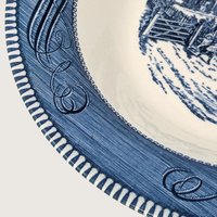 Vintage Currier and Ives Home Sweet Home Round Vegetable Serving Bowl 