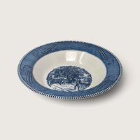 Vintage Currier and Ives Home Sweet Home Round Vegetable Serving Bowl 