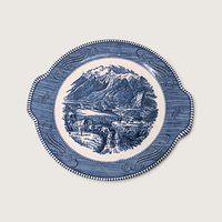 Vintage Royal China Currier and Ives Rocky Mountains Tab Handled Cake Plate 