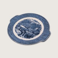 Vintage Royal China Currier and Ives Rocky Mountains Tab Handled Cake Plate 