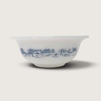 Vintage Glasbake Currier and Ives Milk Glass Round Casserole Serving Dish 