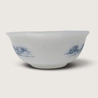 Vintage Glasbake Currier and Ives Milk Glass Round Casserole Serving Dish 
