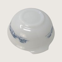 Vintage Glasbake Currier and Ives Milk Glass Round Casserole Serving Dish 