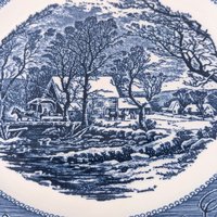 Vintage Royal China Currier and Ives The Old Grist Mill 10 Inch Dinner Plates Set of 6