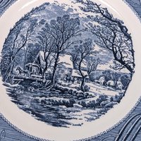 Vintage Royal China Currier and Ives The Old Grist Mill 10 Inch Dinner Plates Set of 5