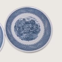 Vintage Currier and Ives Blue Dinner Plates Set of 4 Transferware