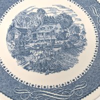 Vintage Currier and Ives Blue Dinner Plates Set of 4 Transferware