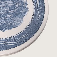 Vintage Currier and Ives Blue Dinner Plates Set of 4 Transferware