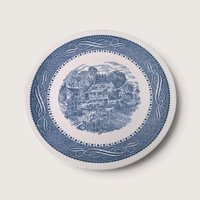 Vintage Currier and Ives Blue Dinner Plates Set of 4 Transferware