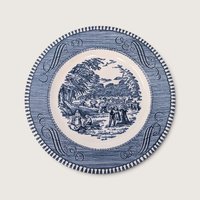 Vintage Currier and Ives Blue Bread Butter Plates Set of 4 Harvest
