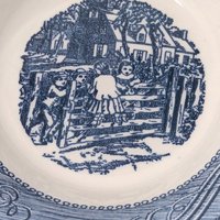 Vintage Currier and Ives Old Farm Gate Berry Bowls Set of 4 Dessert Dishes
