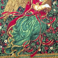 Vintage Quilted Christmas Angel Wall Hanging Renaissance Gold Border