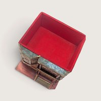 Vintage Straw Marquetry Wood Victorian House Trinket Box 2 Drawer