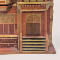 Vintage Straw Marquetry Wood Victorian House Trinket Box 2 Drawer