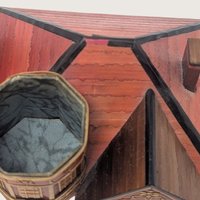 Vintage Straw Marquetry Wood Victorian House Trinket Box 2 Drawer
