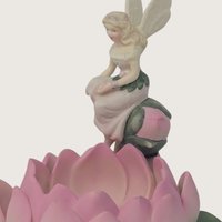 Vintage PartyLite Water Lily Fairy Candle Holder Ceramic Lotus Flower