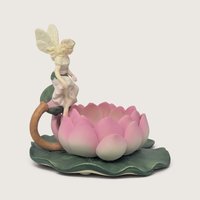 Vintage PartyLite Water Lily Fairy Candle Holder Ceramic Lotus Flower