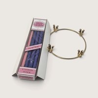 Vintage Emkay The Advent Wreath boxed set with a gold-tone metal ring and a package of eight 10-inch taper candles.   
