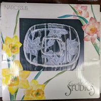 1989 Crystal Clear Studios Narcissus Serving Platter Etched Daffodils