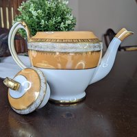 1918 Antique Noritake Teapot & Lid - Amber Pattern