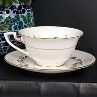 Vintage 1958 Gold Gilded Royal Worcester 'Saguenay' Tea Cup & Saucer