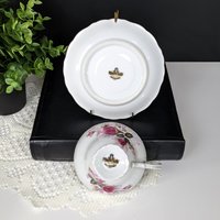 Set of  2 Harmony House Eugenie Rose Pink Roses Gold Rim Tea Cup & Saucers