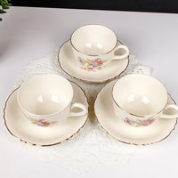 Set of 3 Wayside Vintage Homer Laughlin, Cunningham & Pickett Wayside Cups and Saucers