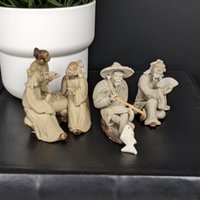 Set of 3 Vintage Chinese Mudman Clay Figurines