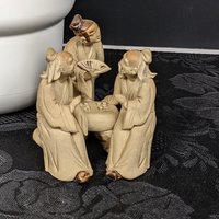 Set of 3 Vintage Chinese Mudman Clay Figurines