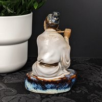 Vintage Chinese Shiwan Scholar Playing Flute Figurine