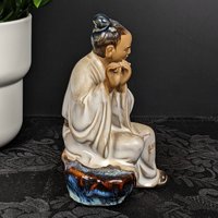 Vintage Chinese Shiwan Scholar Playing Flute Figurine
